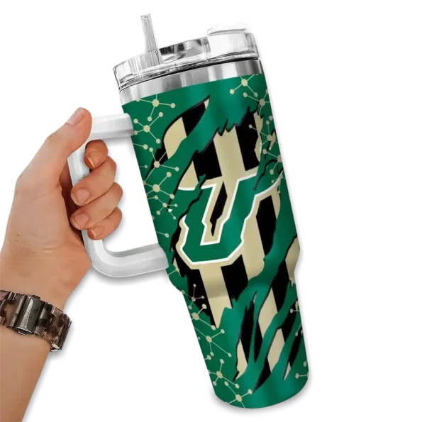 personalized south florida bulls claw cut green black curved tumbler fashion forward.webp