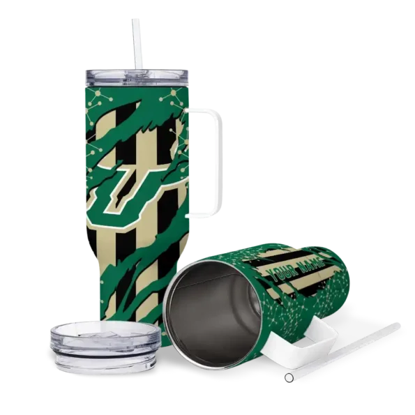 personalized south florida bulls claw cut green black curved tumbler high quality.webp
