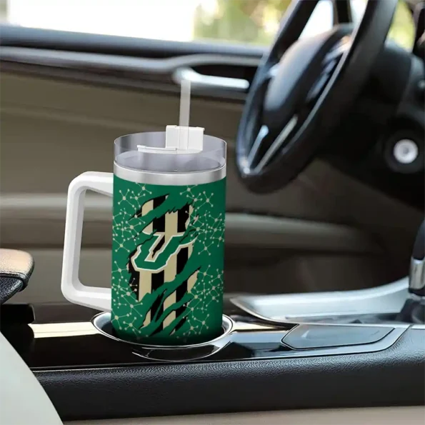 personalized south florida bulls claw cut green black curved tumbler trendy.webp