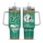 personalized south florida bulls heart helmet motif green curved tumbler best selling.webp