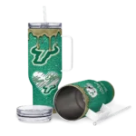 personalized south florida bulls heart helmet motif green curved tumbler best selling.webp