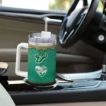personalized south florida bulls heart helmet motif green curved tumbler best selling.webp