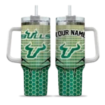 personalized south florida bulls hex texture green curved tumbler best selling.webp