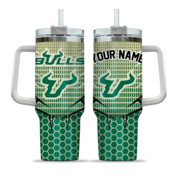 personalized south florida bulls hex texture green curved tumbler best selling.webp