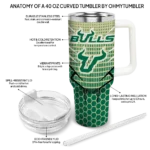 personalized south florida bulls hex texture green curved tumbler best selling.webp