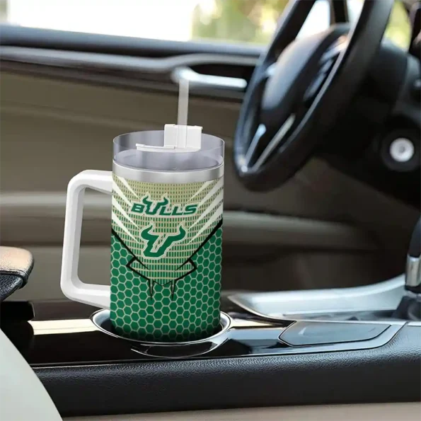 personalized south florida bulls hex texture green curved tumbler trendy.webp