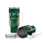 personalized south florida bulls hexagon armor green curved tumbler best selling.webp