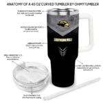 personalized southern miss golden eagles arrow armor black curved tumbler best selling.webp
