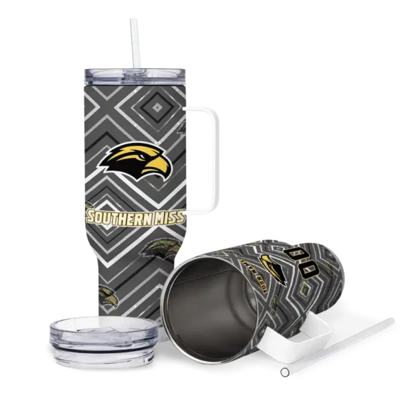 personalized southern miss golden eagles bold diamonds black curved tumbler high quality.webp