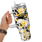 personalized southern miss golden eagles camo mashup black white curved tumbler best selling.webp