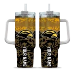 personalized southern miss golden eagles chevron stripe black curved tumbler best selling.webp