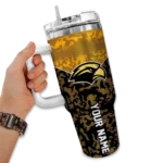 personalized southern miss golden eagles chevron stripe black curved tumbler best selling.webp