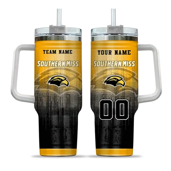 personalized southern miss golden eagles gradient dots black curved tumbler best selling.webp