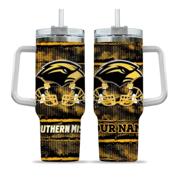 personalized southern miss golden eagles honey streaks black curved tumbler best selling.webp