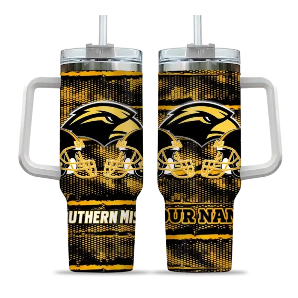 personalized southern miss golden eagles honey streaks black curved tumbler best selling.webp