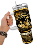personalized southern miss golden eagles honey streaks black curved tumbler best selling.webp