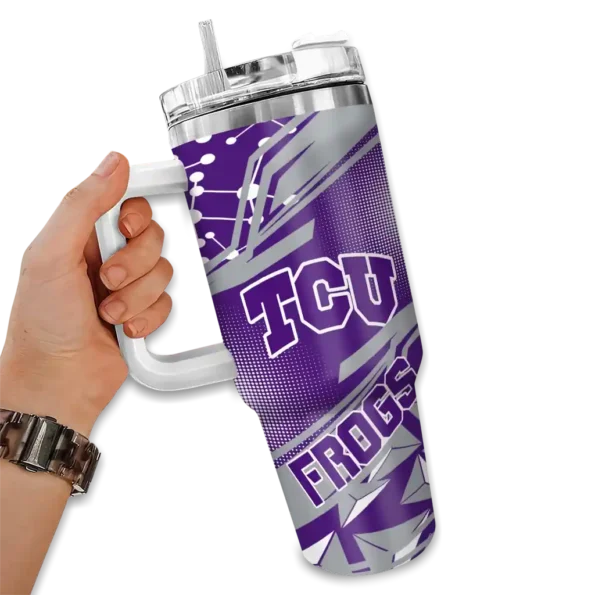 personalized tcu horned frogs abstract paths purple curved tumbler fashion forward.webp