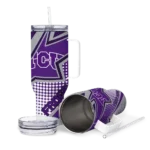 personalized tcu horned frogs arrow burst purple curved tumbler best selling.webp