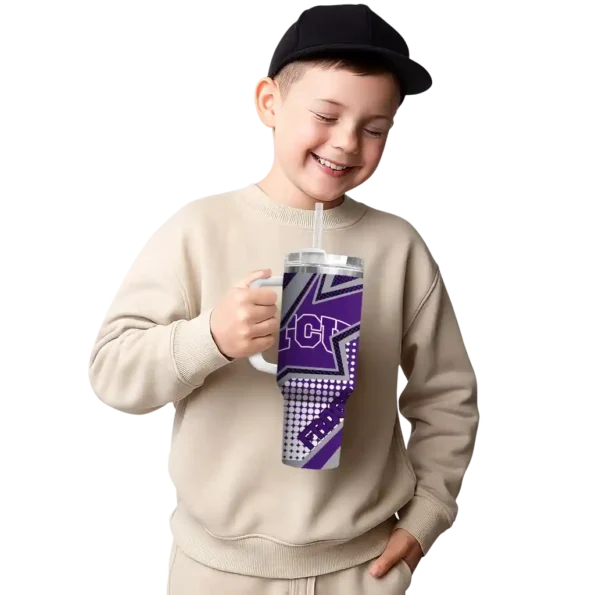 personalized tcu horned frogs arrow burst purple curved tumbler latest model.webp