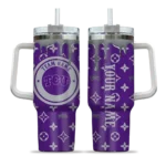 personalized tcu horned frogs bullseye drips purple curved tumbler best selling.webp