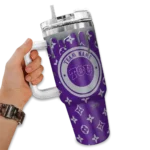 personalized tcu horned frogs bullseye drips purple curved tumbler best selling.webp