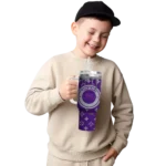 personalized tcu horned frogs bullseye drips purple curved tumbler best selling.webp