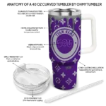 personalized tcu horned frogs bullseye drips purple curved tumbler best selling.webp