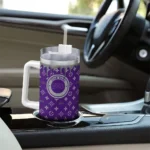 personalized tcu horned frogs bullseye drips purple curved tumbler best selling.webp