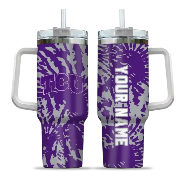 personalized tcu horned frogs burst swirl purple curved tumbler best selling.webp