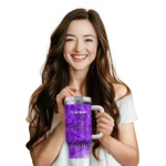 personalized tcu horned frogs geometric prism purple curved tumbler best selling.webp