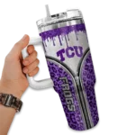 personalized tcu horned frogs leopard zipper purple curved tumbler best selling.webp