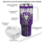 personalized tcu horned frogs leopard zipper purple curved tumbler best selling.webp