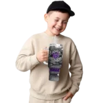 personalized tcu horned frogs superman shield purple gray curved tumbler best selling.webp