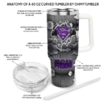personalized tcu horned frogs superman shield purple gray curved tumbler best selling.webp