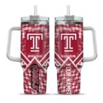 personalized temple owls chevron angle red curved tumbler best selling.webp