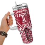 personalized temple owls chevron angle red curved tumbler best selling.webp