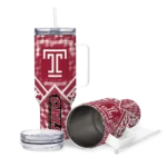 personalized temple owls chevron angle red curved tumbler best selling.webp