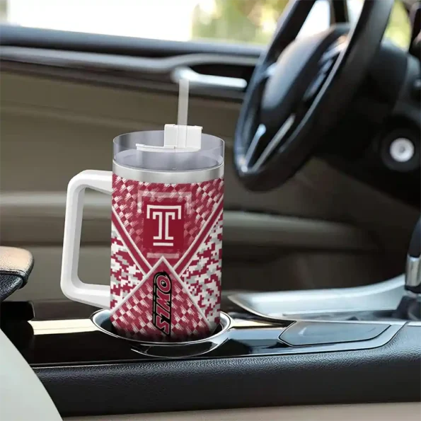personalized temple owls chevron angle red curved tumbler trendy.webp