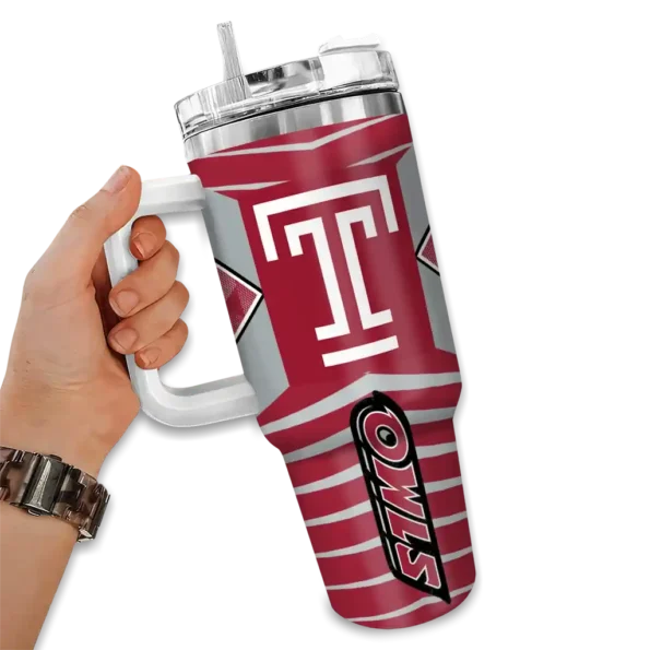 personalized temple owls chevron layers red curved tumbler fashion forward.webp