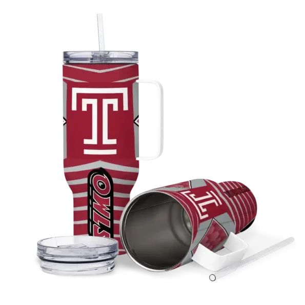 personalized temple owls chevron layers red curved tumbler high quality.webp