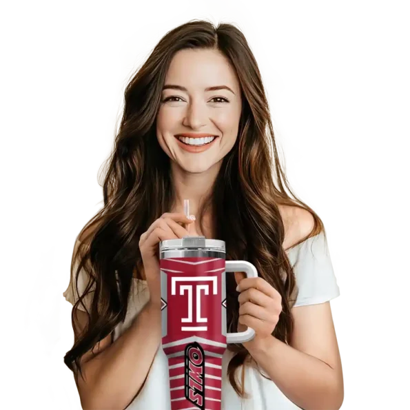 personalized temple owls chevron layers red curved tumbler premium grade.webp
