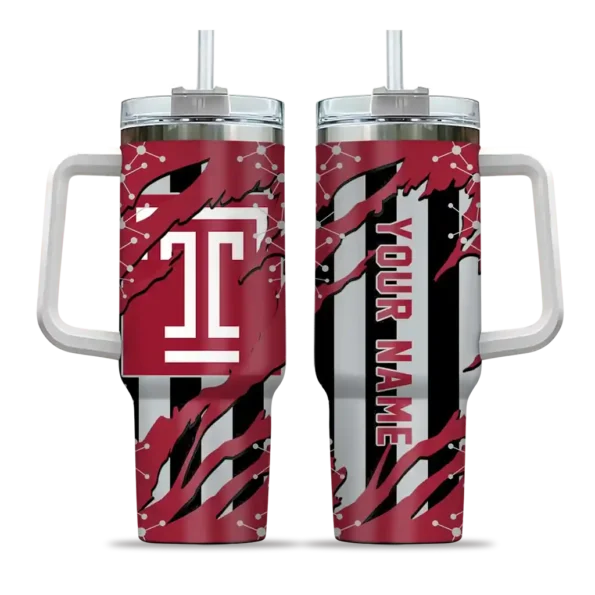 personalized temple owls claw cut red black curved tumbler best selling.webp