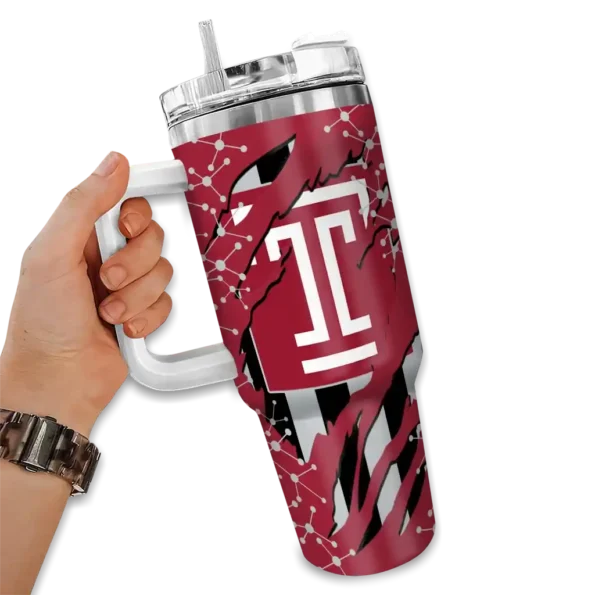 personalized temple owls claw cut red black curved tumbler fashion forward.webp