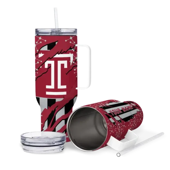personalized temple owls claw cut red black curved tumbler high quality.webp