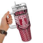 personalized temple owls hex texture red curved tumbler best selling.webp