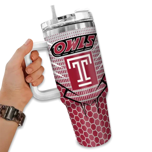 personalized temple owls hex texture red curved tumbler fashion forward.webp