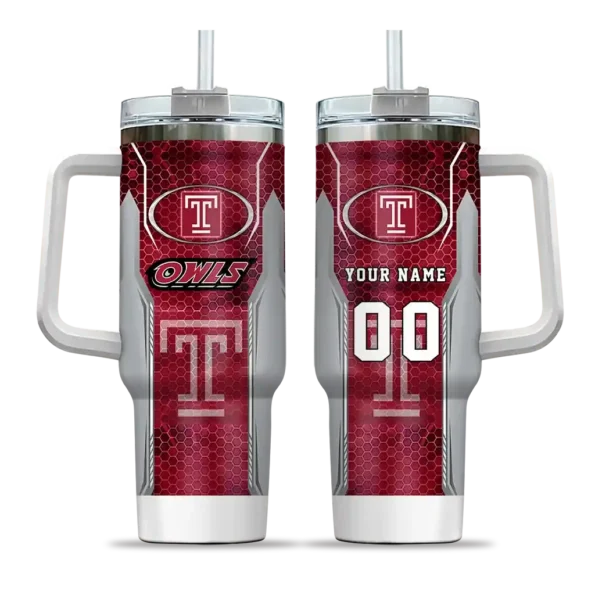 personalized temple owls hexagon armor red curved tumbler best selling.webp