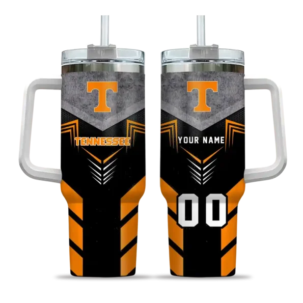 personalized tennessee volunteers arrow armor orange black curved tumbler best selling.webp