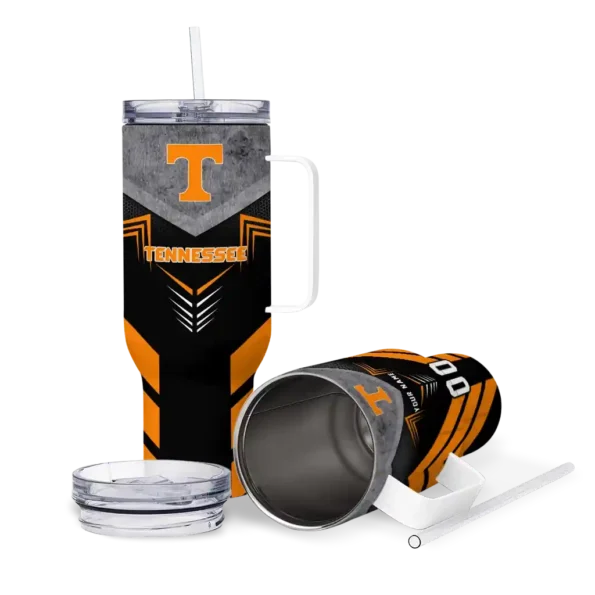personalized tennessee volunteers arrow armor orange black curved tumbler high quality.webp