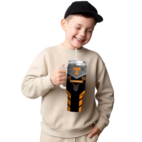 personalized tennessee volunteers arrow armor orange black curved tumbler latest model.webp